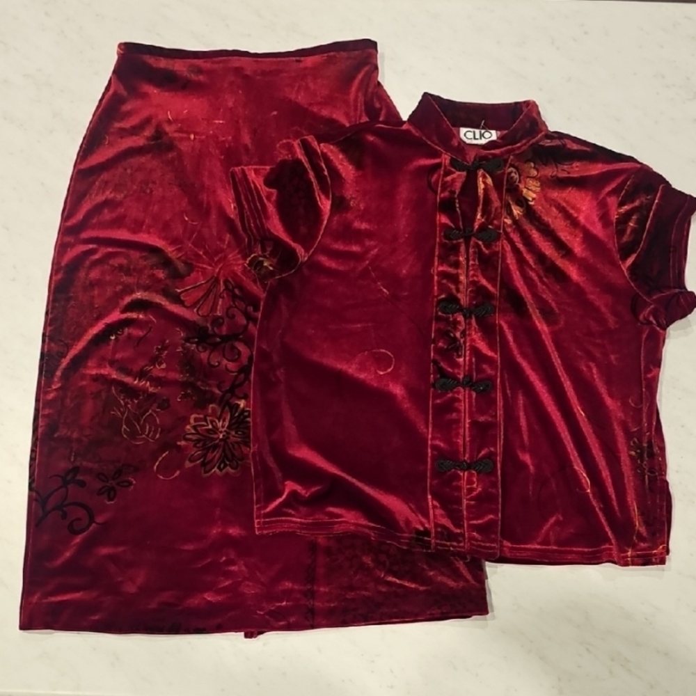 CLIO Red Velvet Two-Piece Set